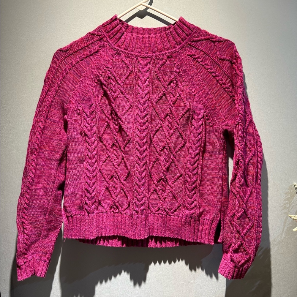 Women's Pink Cable Knit Sweater